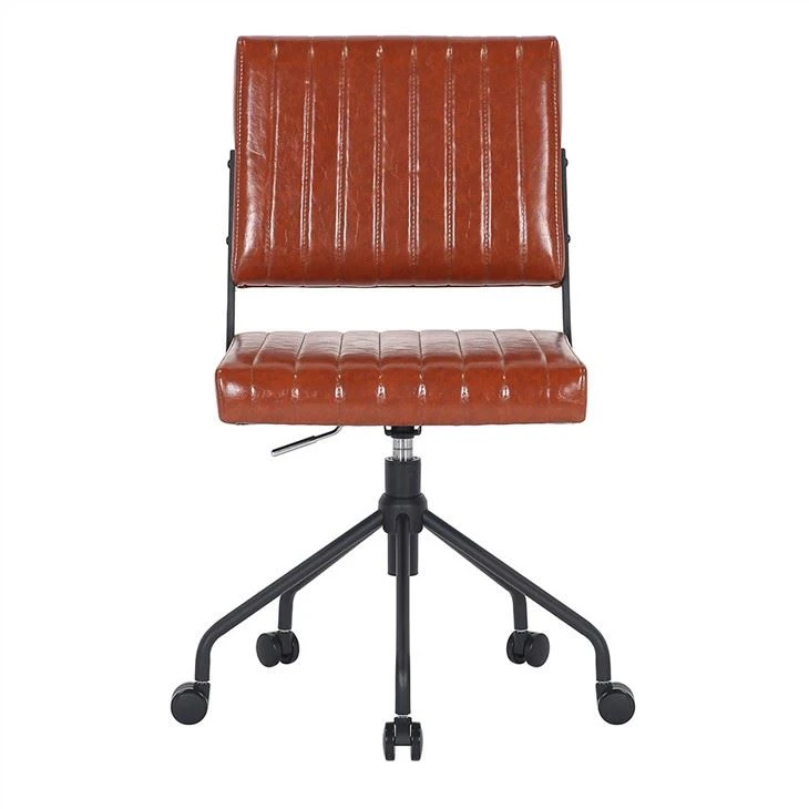 Výškovo nastaviteľné kreslo do domácej kancelárie bez rúk v hnedej farbe Pu Leather