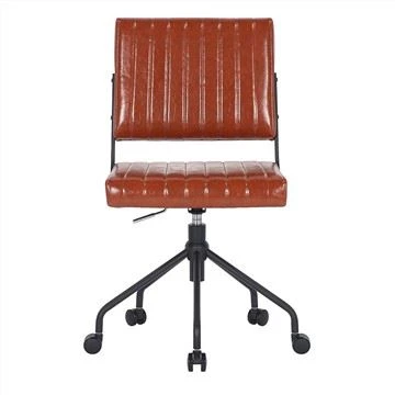 Výškovo nastaviteľné kreslo do domácej kancelárie bez rúk v hnedej farbe Pu Leather
