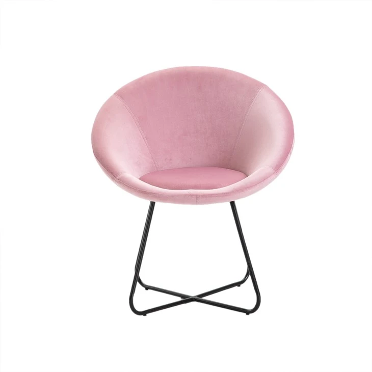 Stolička na voľný čas zo sametovej látky Egg Chair Stolička s kovovým rámom